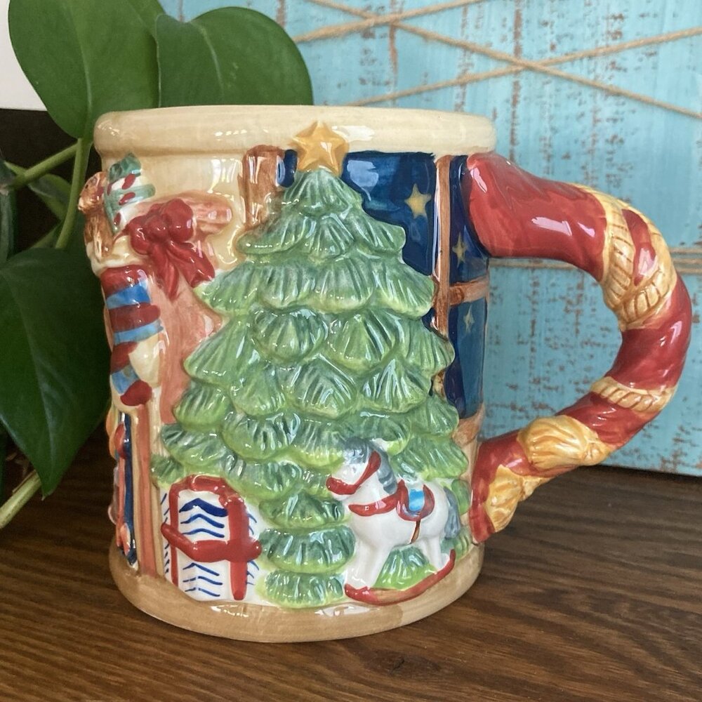 Christmas Mug 20oz Susan Winget Certified Intl. 3D Window Scene Fireplace - Picture 3 of 7